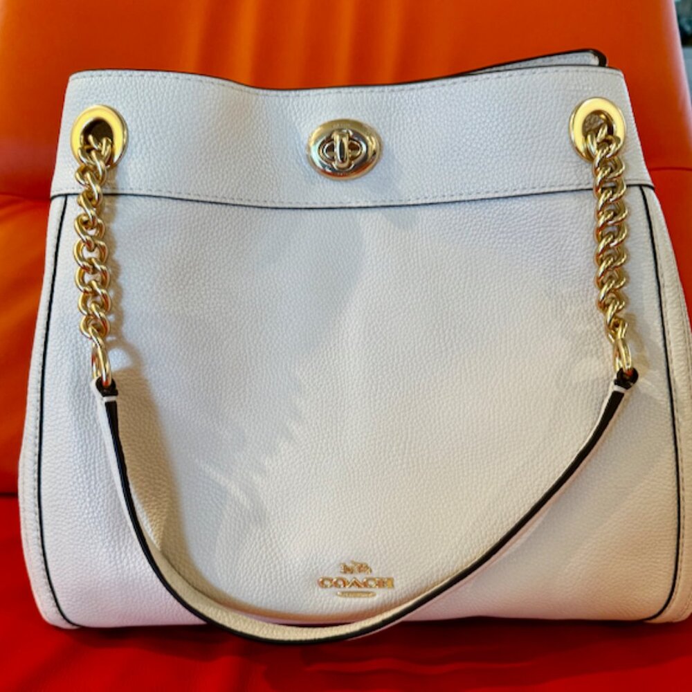 Coach Edie Shoulder Bag - Warm White with Gold